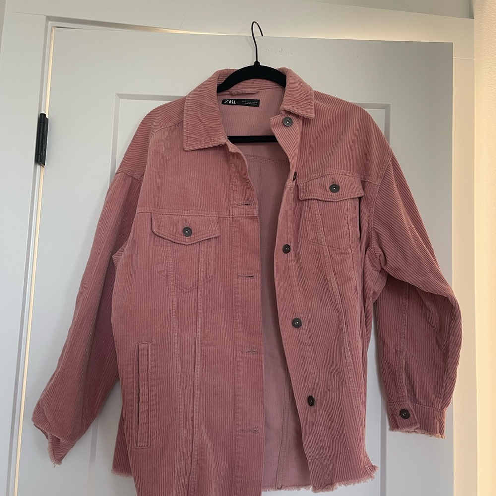 LIKE NEW Zara Women's Dusty Pink Corduroy Utility Jacket